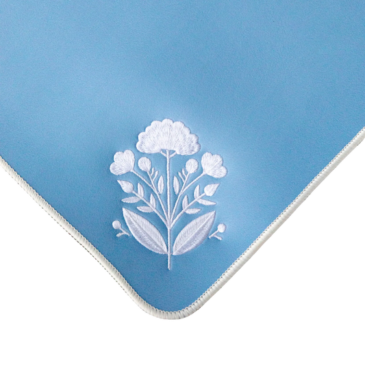 Embroidered Mahjong Mat in Blue