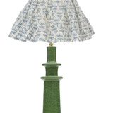 Green Lamp with Blue Palm Pleated Shade