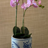 Pink Faux Orchid in Blue and White Pot