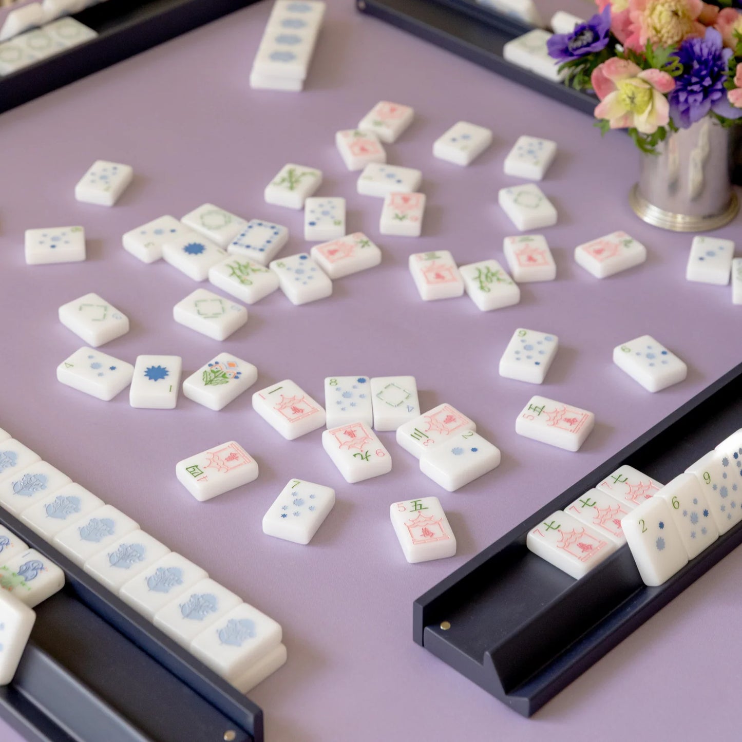 Embroidered Mahjong Mat in Lavender
