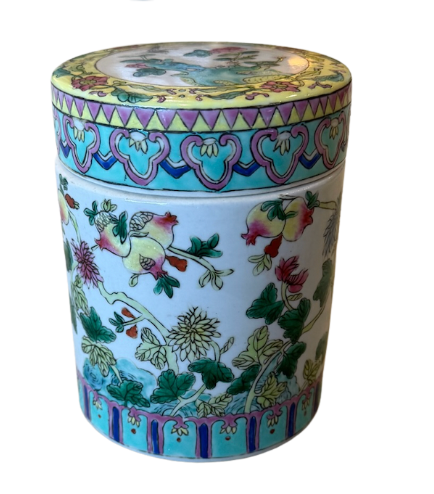 Colorful Chinoiserie Lidded Vase