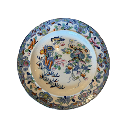Vintage Blue Chinoiserie Dinner Plate