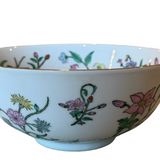 Floral Bowl with Brass Trim