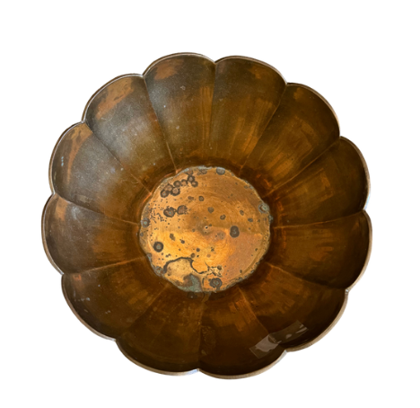 Vintage Brass Scalloped Bowl