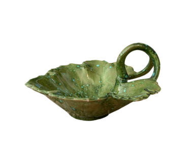 Green Leaf Ceramic Trinket Bowl