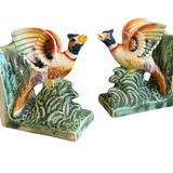 Vintage Majolica Pheasant Bookends