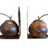 Vintage Coconut & Brass Bookends