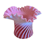 Vintage Fenton Pink & White Swirl Vase