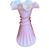 Vintage Fenton Rose Overlay Wheat Vase