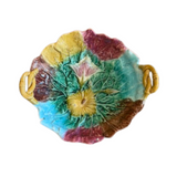 Morning Glory Majolica Footed Bowl