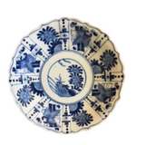 Vintage Shallow Hand-Painted Blue & White Bowl