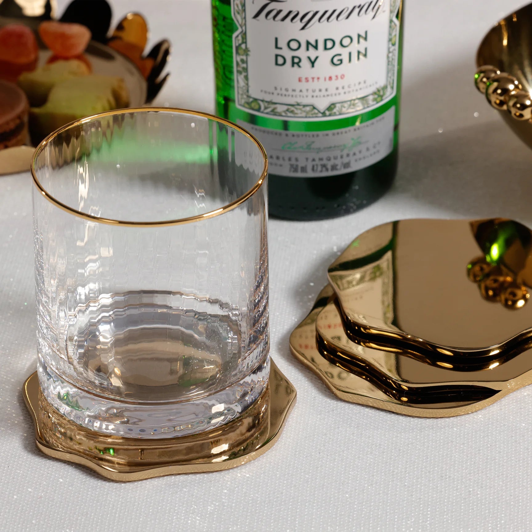 Lina Alloy Coaster Set - Polished Gold
