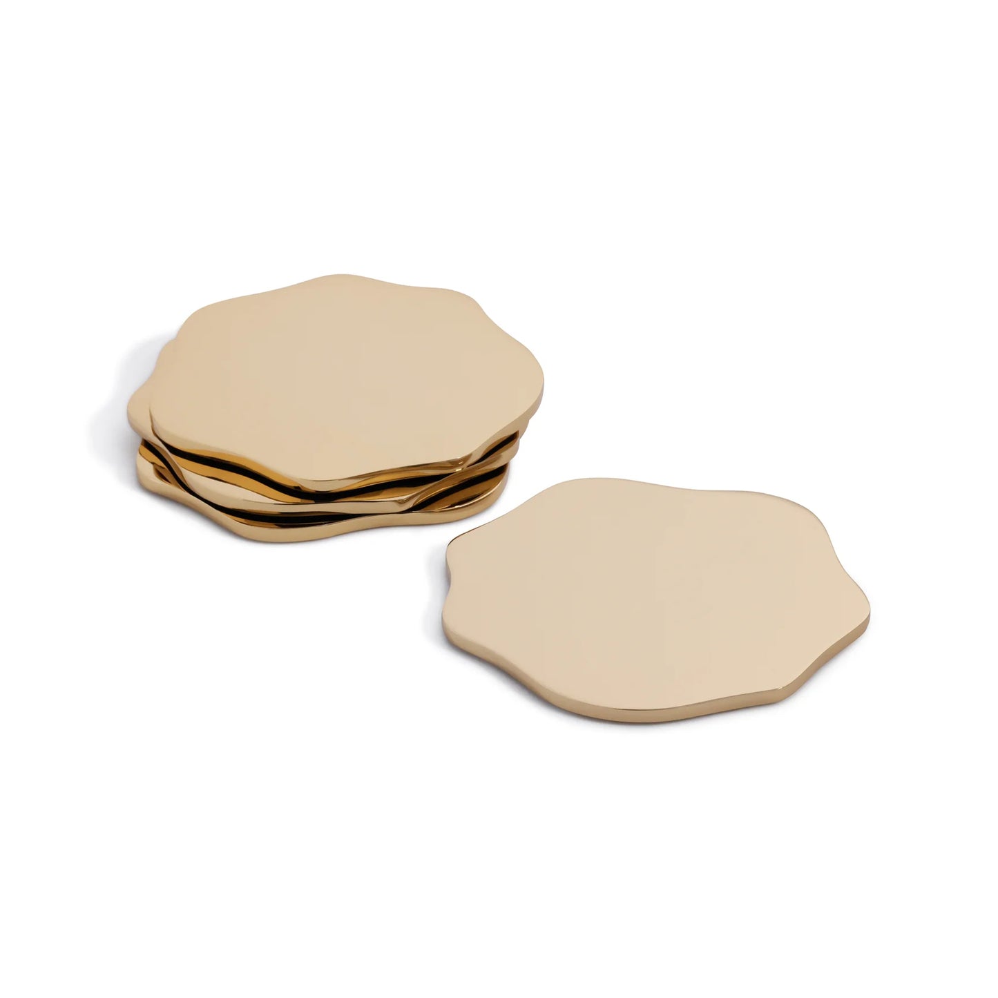Lina Alloy Coaster Set - Polished Gold