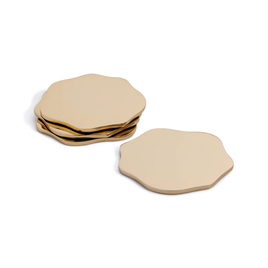 Lina Alloy Coaster Set - Polished Gold