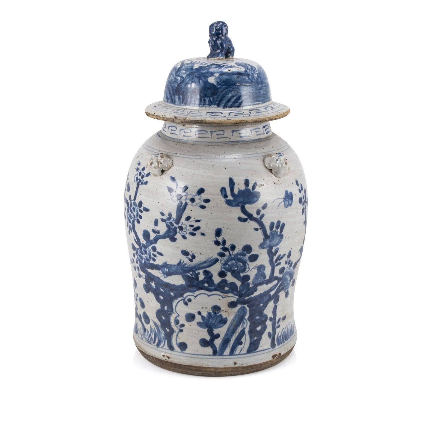 Vintage Temple Jar Plum Lily Pad Motif - Small