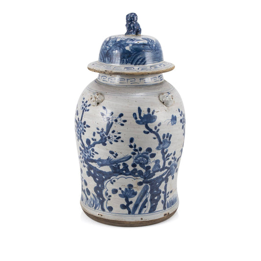 Vintage Temple Jar Plum Lily Pad Motif - Small