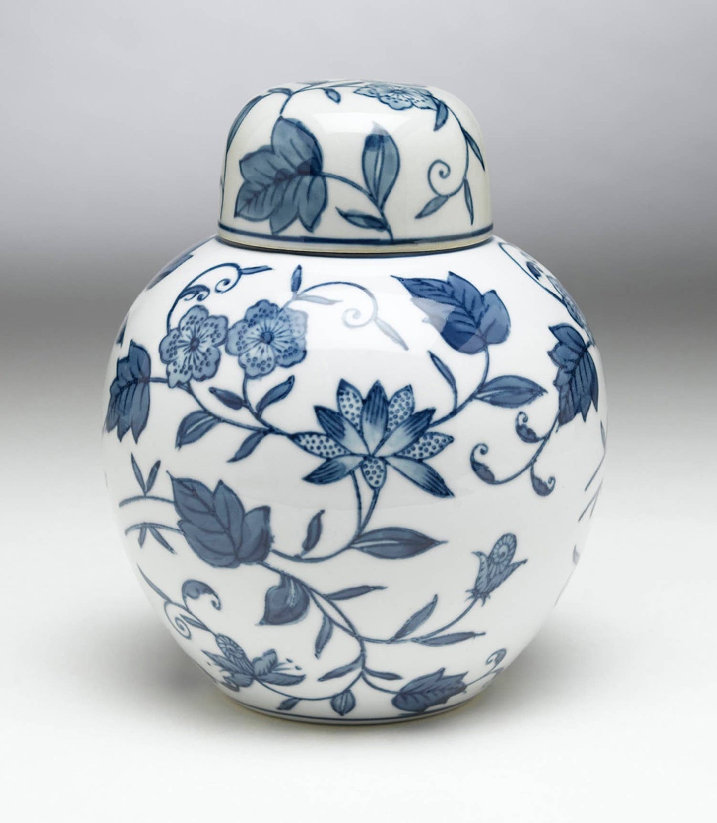 Blue & White Floral 8" Jar