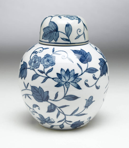 Blue & White Floral 8" Jar