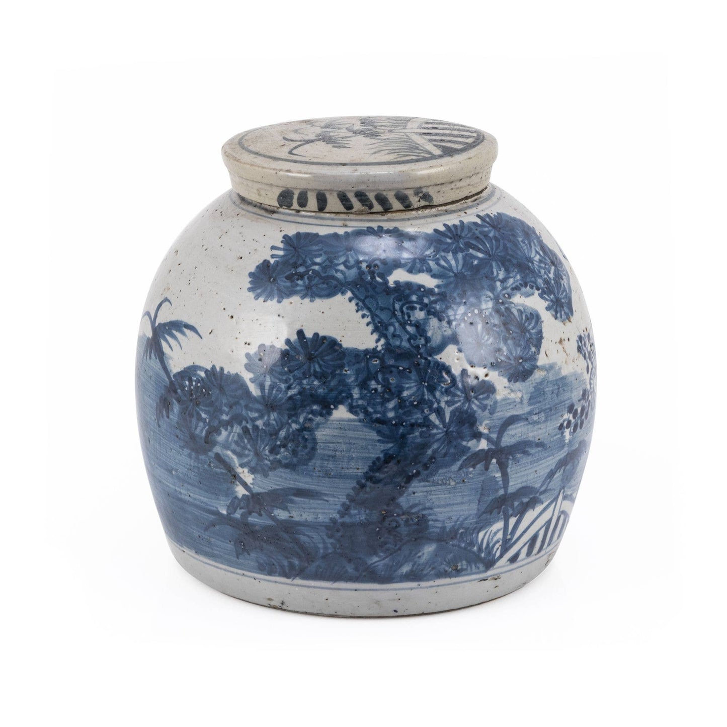 Blue & White Vintage Ming Jar Pine Motif - Small