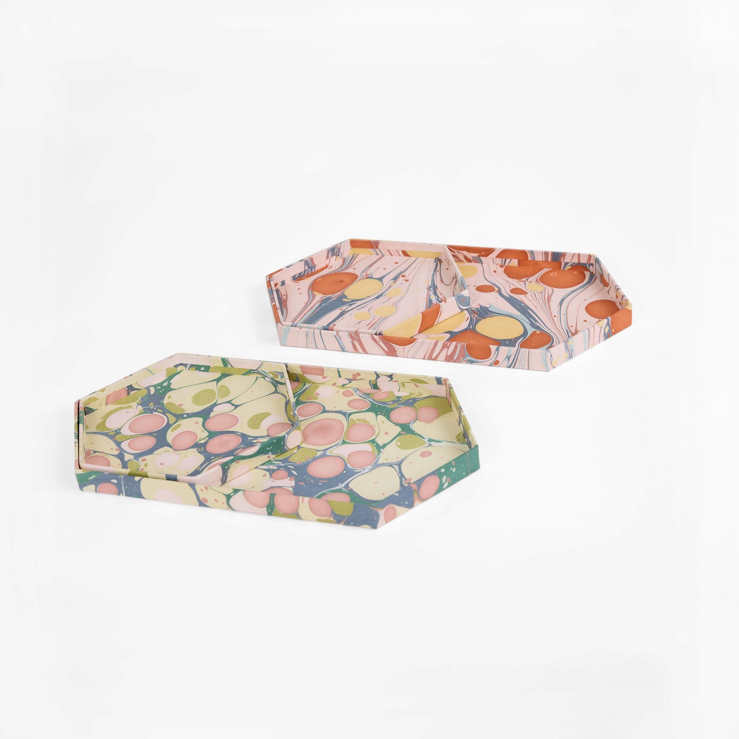 Marbled Hexagon Tray Set - Twilight Bubble