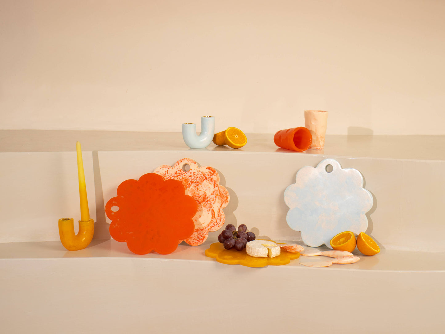 Scallop Resin Cheese Charcuterie Board, Blue