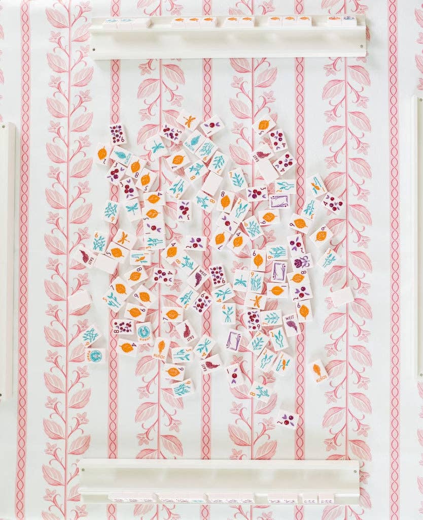 Scalloped Square Table Topper | Pink Botanical